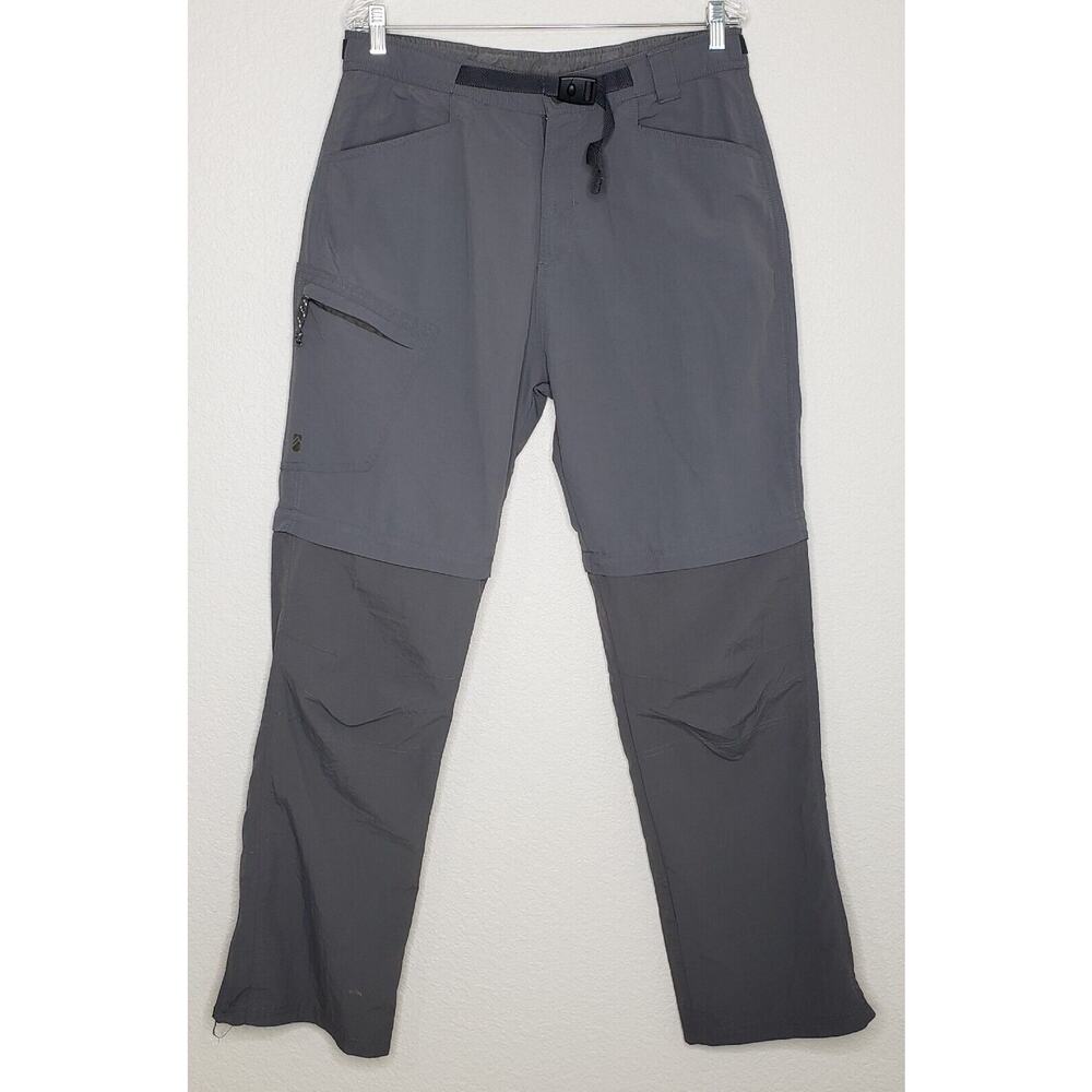 Alpine Design Mens Pants 34x32 Gray Belted Convertible Flat Front Cargo QuickDry